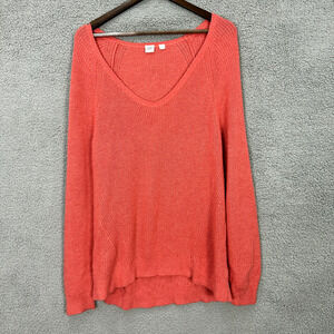 Gap Sweater Tunic Womens Large Pink Coral Knit Slouchy Spring Preppy‎ Fisherman